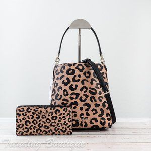 Kate Spade Darcy Leopard Bucket Bag & Wallet SET